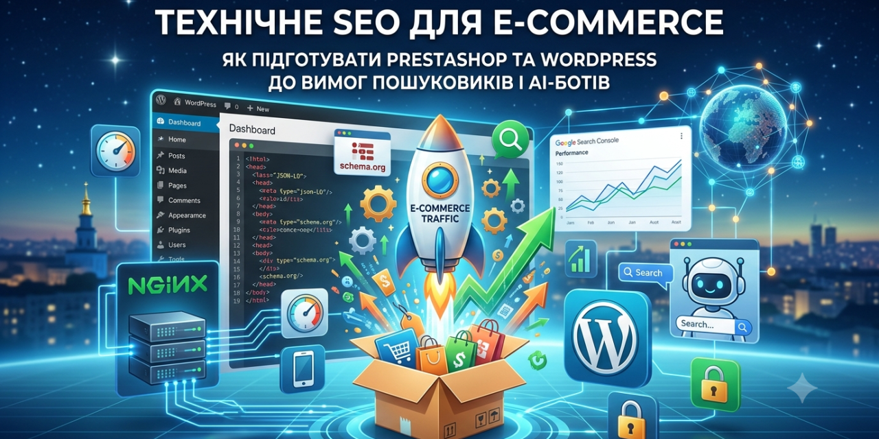 Технічне SEO для e-commerce: Як підготувати PrestaShop та WordPress до вимог пошуковиків і AI-асистентів