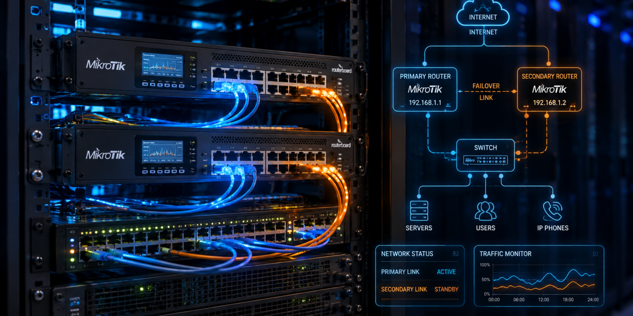 Повна відмовостійкість офісу: Dual-WAN резервування, VRRP та Failover на MikroTik